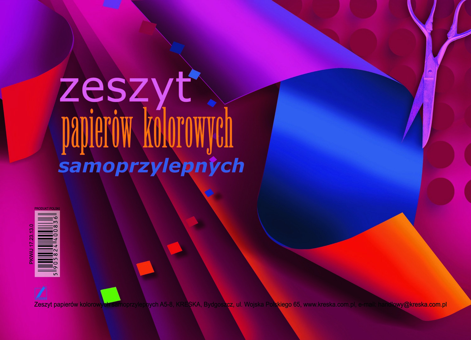 Zeszyt papierów kolorowych samoprzylepnych A5/8k. Kreska